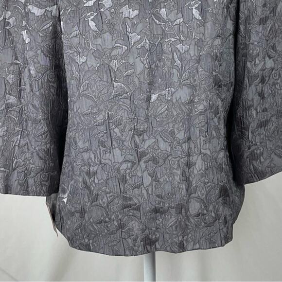 JM Collection Gray Metallic Floral Print Evening Jacket NWT Size 10 - Picture 8 of 12